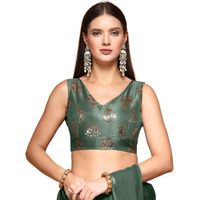 OOMPH! Readymade Blouse for Women, Brocade, Sleeveless, V-Neck, rbbl679