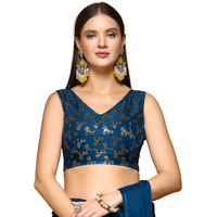 OOMPH! Readymade Blouse for Women, Brocade, Sleeveless, V-Neck, rbbl657