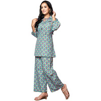 DHRUVI TRENDZ Womens Rayon Co-ord Set Regular Fit Kurta Set 1 (DT-K-W1704&TR797_Light Green_3XL)