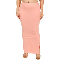Georgio Martini - First Time In India Plus Size Cotton Lycra Saree Shapewear for Women Straight Cut Skirt with Side Cut | Shape Wear Dress for Sarees | Petticoat with Drawstring Peach-3XL