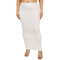 Georgio Martini - First Time In India Plus Size Cotton Lycra Saree Shapewear for Women Straight Cut Skirt with Side Cut | Shape Wear Dress for Sarees | Petticoat with Drawstring White-10XL