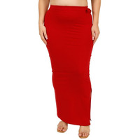 Georgio Martini - First Time In India Plus Size Cotton Lycra Saree Shapewear for Women Straight Cut Skirt with Side Cut | Shape Wear Dress for Sarees | Petticoat with Drawstring Maroon-XL