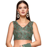 OOMPH! Readymade Blouse for Women, Brocade, Sleeveless, V-Neck, rbbl698