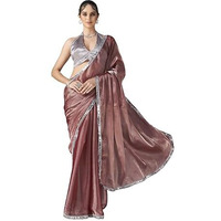 Womanista Women's Jimmychoo Solid Saree Embellished Lace With Un-stitched blouse