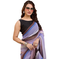 VAIRAGEE Women Soft Georgette Stylish Printed Ready To Wear Saree With Unstitched Blouse (2054) (Lavender)