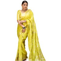Satrani Women's Art Silk Jacquard Saree with Unstitched Blouse Piece (3584S354N_Lime Green)