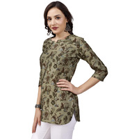 SMOWKLY Ethnic Kurta || Printed Cotton Kurta || Womens Casual wear || Colorful Traditional top || Comfortable Womens Fashion || Stylish Ethnic Clothing (1449_Olive_S)