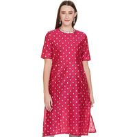 Amazon Brand - Tavasya Women's Polyester Straight Festive Kurti (PAG 154_CHOTI BOOTI (Fuschia) _4XL)