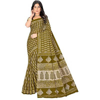 Tamaira Fashion Women's Plain Cotton Saree (2499_Mehendi