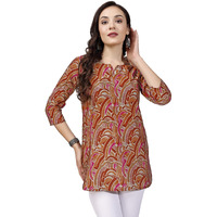 SHIENZY Women's Rayon Abstract Regular Kurta Top (SHZ1446_Multicolor_L)