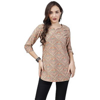 SHIENZY Women's Rayon Checkered Regular Kurta Top (SHZ1455_Pink_S)