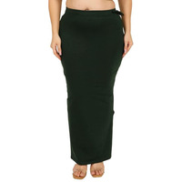 Georgio Martini - First Time In India Plus Size Cotton Lycra Saree Shapewear for Women Straight Cut Skirt with Side Cut | Shape Wear Dress for Sarees | Petticoat with Drawstring Bottle Green-9XL