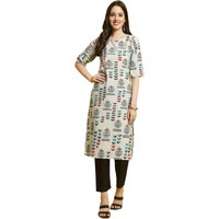 PATLANI Women's A-Line-Calf langth Half Sleeve Crepe Kurti. Grey