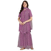Modestouze Attires Womens Sequined Kurta and Palazzo Set with Net Dupatta (S TO XXL) (Medium, Purple)
