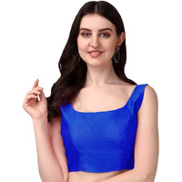 Vihu Fashion Plain Sleeveless Pattern Readymade Blouse U Neck Choli (Royal Blue, 36)
