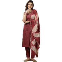 Stylum Women's Woven Designed Cotton Blend Straight Kurta Pant with Dupatta (IN, Alpha, XL, Regular, Rose)