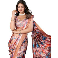 Yashika Women's Digital Print Art Silk Cotton Saree with Tassels and Golden Border - Lightweight and Elegant Ethnic Wear for Festive and Casual Occasions (AZ-YS-P3-PUSHPA 15)