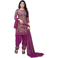 Yashika Women's Cotton Patiala Dress Material (Mishika Purple_Fs Free Size), Salwar Suit Set