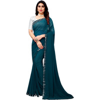 Florely Women's Plain Georgette (Mirror Saree_Colors_14_Rama)