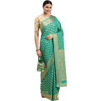 RANI SAAHIBA Women's Georgette Silk Resham Woven Saree With Blouse Piece (SSKR10210_Sea Green)