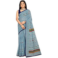 Tamaira Fashion Women's Plain Cotton Saree (2509_Blue