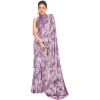 SAMAH Women's Pure Georgette Saree (3671S2586N_Dark Purple & Dusty Purple4)