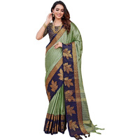 Satrani Women's Cotton Silk Jacquard Saree with Unstitched Blouse Piece (3658S6036N_Mint Green4)