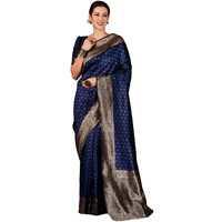 SAMAH Women's Woven Art Silk Saree (3590S255N_Navy Blue3)