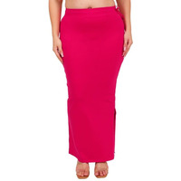 Georgio Martini - First Time In India Plus Size Cotton Lycra Saree Shapewear for Women Straight Cut Skirt with Side Cut | Shape Wear Dress for Sarees | Petticoat with Drawstring Magenta-S