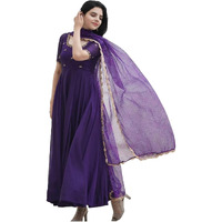 ANNI DESIGNER Women's Rayon Blend Anarkali Embroidered Kurta with Pant & Dupatta (Gumsum Begani_M_Begani_Medium)