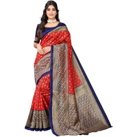 Satrani Women's Printed Poly Silk Saree with Unstitched Blouse Piece(2438ST892_Red1)