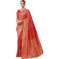 SAMAH Women's Woven Art Silk Saree (3589S232N_Red1)