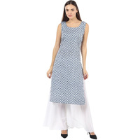 PATLANI Women's Crepe Full Stitched Kurti. Blue