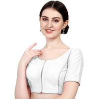 Nigel Designer Women's Silk Blend Floral Half Sleeves Fitted Blouse (Kangana White 38)