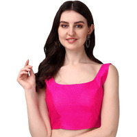 Vihu Fashion Plain Sleeveless Pattern Readymade Blouse U Neck Choli (Pink, 38)