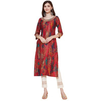 Fashor Women's Cotton Floral Regular Fashion Vest (36-KA334022121971009_Red
