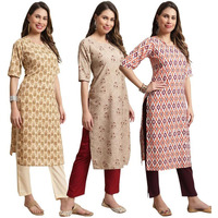 Pinkmint Straight Kurta & Pant for Women Ethnic Kurta Set for Women (Pack of 3)