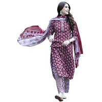 Pinkmint Salwar Suit For Women Cotton Flower Printed Kurta & Straight Pant With Dupatta