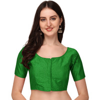 Pujia Mills Women's Silk Shoulder Puff Sleeve Readymade Saree Blouse