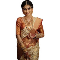 Flosive Women's Kanjivaram Silk Saree With Handloom Weaving Work With Blouse Piece (ORANGE BOX)