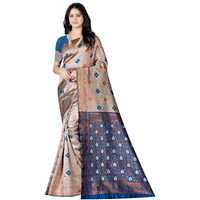 Sugathari Women's Banarasi Saree Pure Kanjivaram Silk Soft new ladies 2024 Design Wear Pattu Sarees Latest Cotton Party Sari collections With Blouse Piece for Wedding sadi (PARI-186-FIROZI)