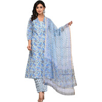 FABNEX kurta set for women | Women Kurta | Women Kurta Sets Kurtis | Women Kurta Pant Set | Women Kurta Pant Set Women Kurti Set with Pant (K-62-63) (IN, Alpha, M, Regular, Sky Blue)