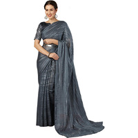 SAMAH Women's Woven Pure Georgette Saree (3781S2662N_Dark Grey)