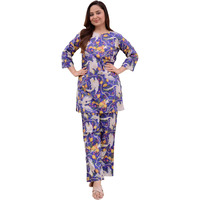 I ENTERPRISE Women Kurta Set for Women || Co-Ords Set || Kurta Pant Set || Coordinate Set || Summer Suit || Printed Short Kurti with Pant Set_Color Red Size :-L