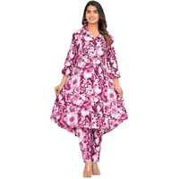 TANISHA Women Co-Ord Set Dress Kurta with Pant Set Outdoor Outfits Wear Purple