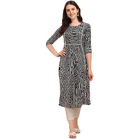 NAINVISH Women's Cotton Blend Straight Round Neck Printed Kurta with Pant (SD211_KB-S_Grey)