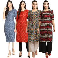 Pinkmint Women's Crepe Digital Print Straight Kurta [Pack of 4](TV-367-370-383-382-XL)