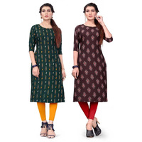 DEIDAD Crepe Kurtis for Women - Pack of 2 Stylish Pieces (DE_AK_Combo-36_L)