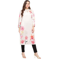 Ahalyaa Women's Velvet Straight Knee Length Kurtas (AHKUVLDP-905_Off White_XXL)