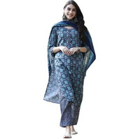 Pinkmint Salwar Suit For Women Cotton Flower Printed Kurta & Straight Pant With Dupatta